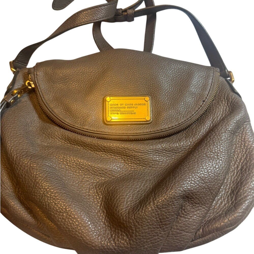 Marc Jacobs‎ Leather Shoulder Bag Gray Gold One Size